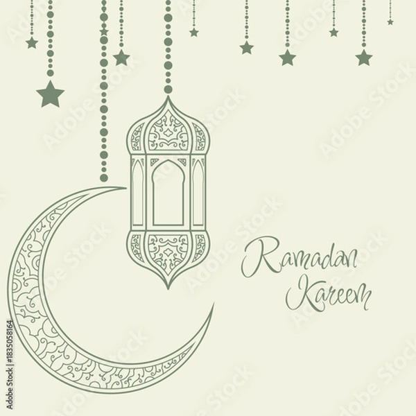 Obraz Ramadan Kareem background with lantern, stars and crescent.