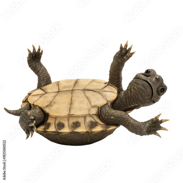 Obraz Turtle Flipped on Its Back with Legs Up