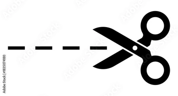 Fototapeta Scissors icon. Scissors with cut lines. Scissors silhouette. Cutting scissors icon. Cutting sign. Cut icon. Vector illustration