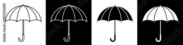 Fototapeta Four variations of umbrella icon open for protection and rain shelter design