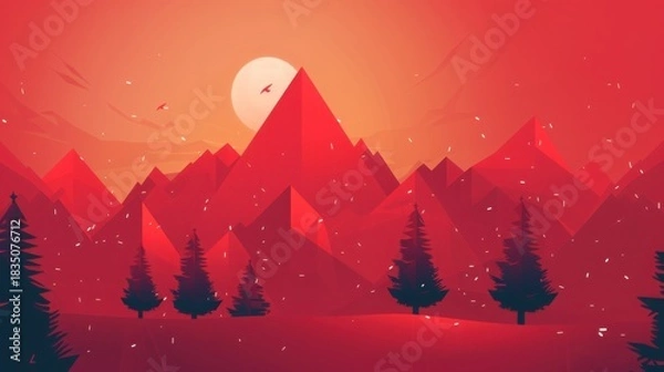 Fototapeta Geometric minimalist Christmas poster