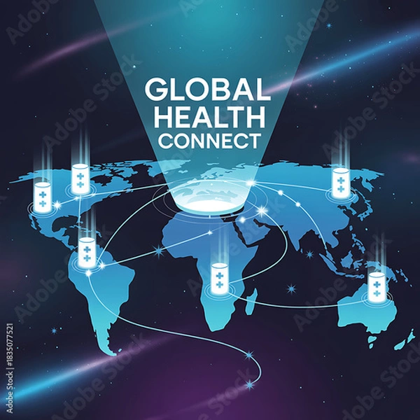 Obraz Global Health Network Connectivity Concept