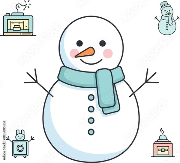 Obraz snowman with a gift