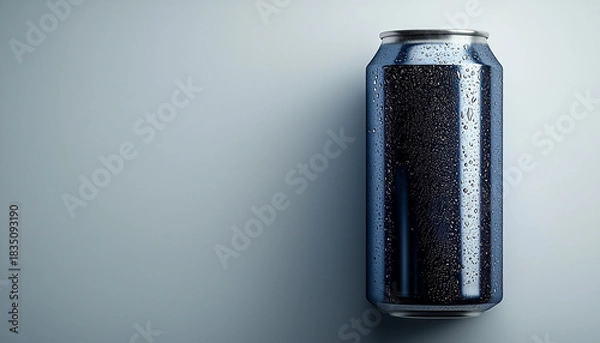 Obraz Refreshing drink in metal bottle with shiny reflection generated by AI