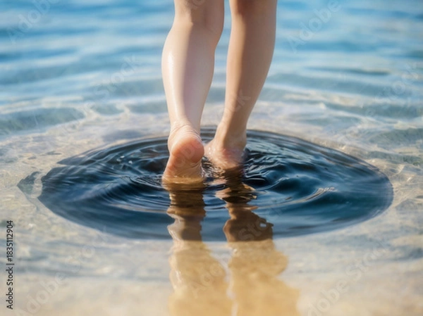 Obraz 浜辺で水遊び