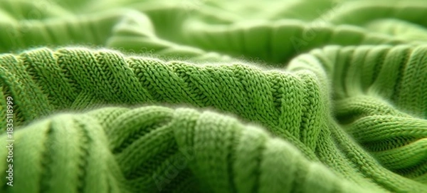 Fototapeta Relax with this soft green knitted wool blanket texture for cozy designs