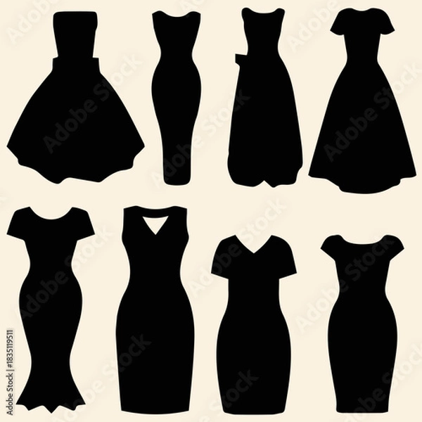 Obraz Elegant Evening Dress Icon Set
