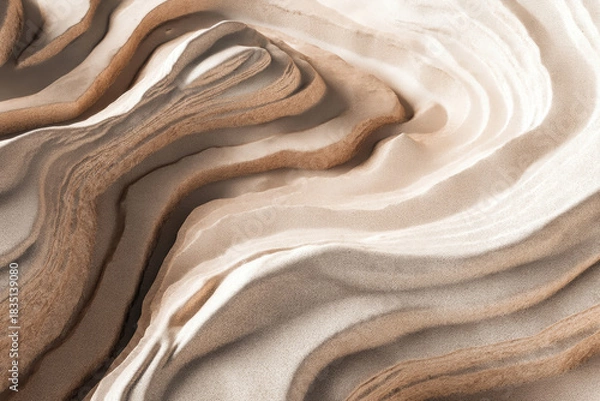Fototapeta Witness the beauty of intricate sand textures forming deep, abstract patterns under the vast sky, highlighting the serene allure of the desert landscape