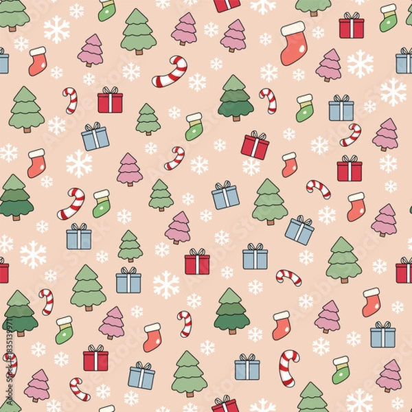 Obraz Seamless pattern with christmas elements. Vector illustration