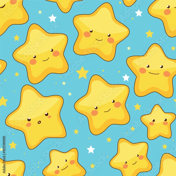 Obraz Seamless pattern with cute stars. Vector illustration. Background.