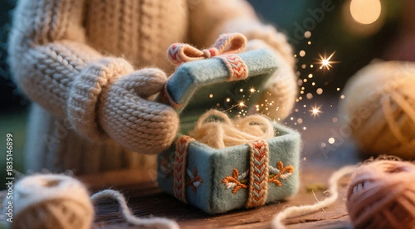 Obraz Handmade Winter Gift Unwrapping