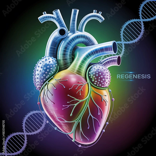 Obraz Heart Regeneration & DNA Structure