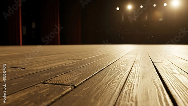 Obraz Spotlit wooden stage floor awaiting a performance