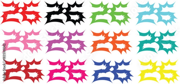 Fototapeta Abstract geometric composition with bold colors and text elements