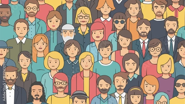 Obraz Diverse group of people representing community and togetherness in a crowd.