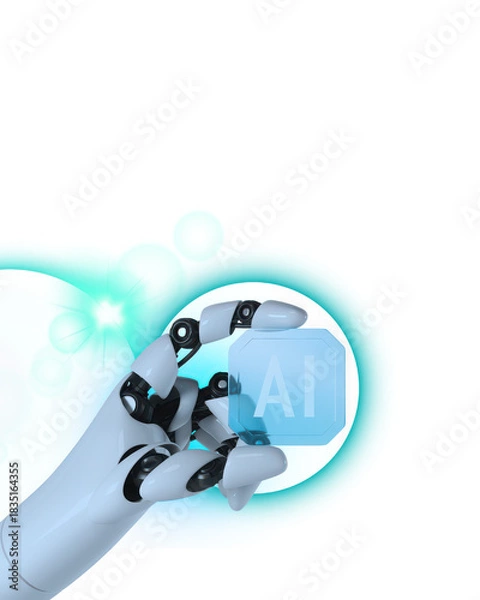 Obraz Robotic Hand Holding AI Symbol