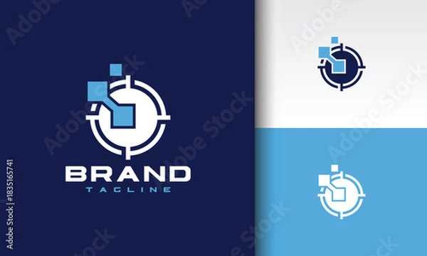 Fototapeta Modern Digital Aim Logo with Pixel Elements