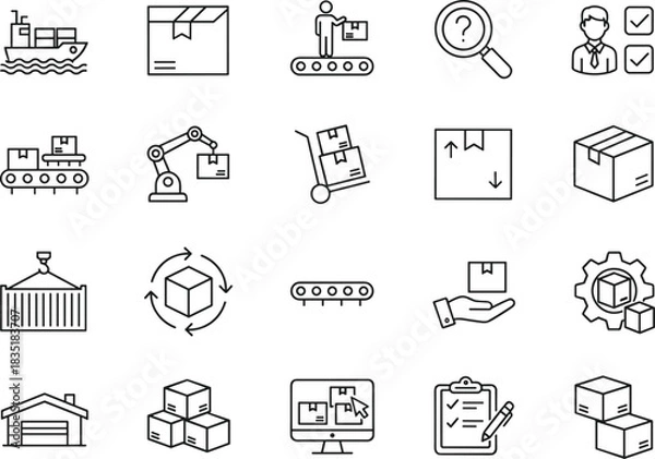 Fototapeta Ultimate Business Strategy, Corporate Finance, and Achievement Icon Set Growth, Investment, Teamwork, Target, Legal, and Digital Media Pictograms for App and Web