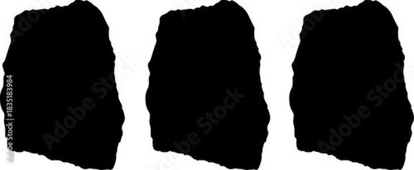 Obraz Black set stroke of paint brushes paper effect.  Grunge badge brush, hand drawn black Paper effect sticker isolated on transparent background.