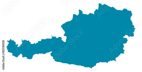 Obraz Austria Map Silhouette Vector | Editable Blue Outline
