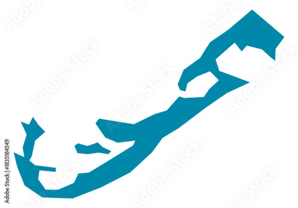 Obraz bermuda Map Silhouette Vector | Editable Blue Outline