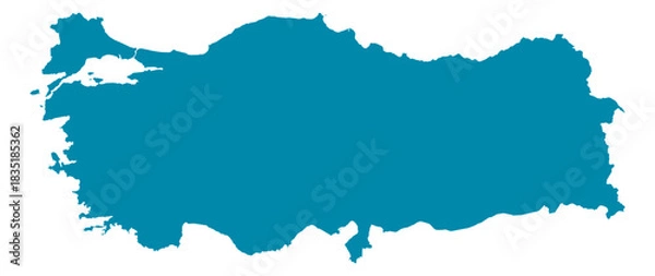 Obraz Turkey Map Silhouette Vector | Editable Blue Outline