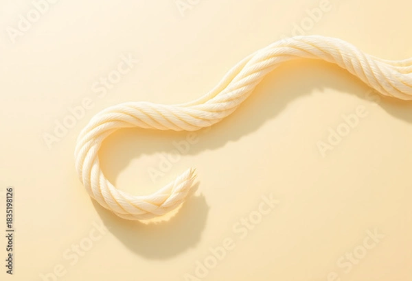 Fototapeta Close-up of a neatly folded linen rope on a cream background, soft lighting highlighting the natural texture of the fabric and the quality of home textiles