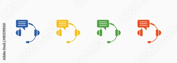 Obraz Customer Service-Solid Blue Color Icon Set Color Multiple Style Collection Element For Design