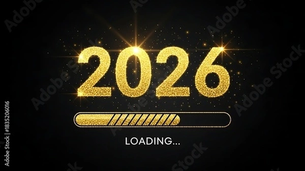 Obraz 2026 new year golden glitter loading progress