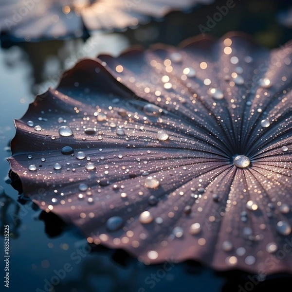 Obraz water drops on a leaf