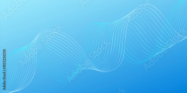 Fototapeta Abstract blue gradient background with shining lines waves. Minimalist background for banner, poster, cover, vector modern, suit for simple design