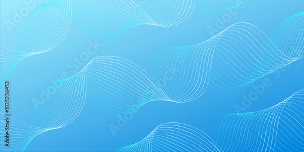 Fototapeta Abstract blue gradient background with shining lines waves. Minimalist background for banner, poster, cover, vector modern, suit for simple design