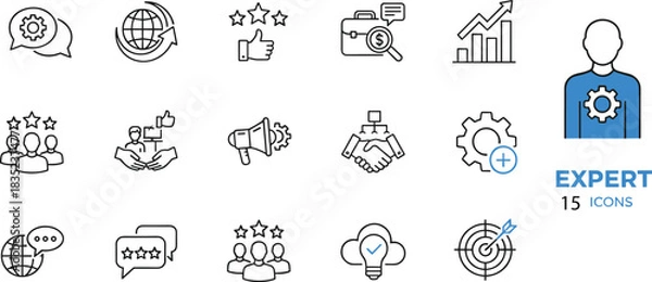 Obraz Essential Fire and Emergency Response Line Icons Set, Featuring Firefighter Equipment, Hydrants, Extinguishers, Warnings, and Natural Disaster Safety Symbols