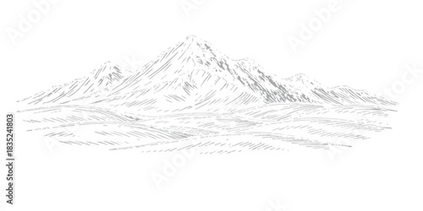Obraz Christmas tree vector illustration on a snowy blue mountain peak landscape