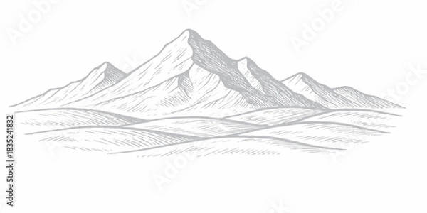 Obraz Vector illustration of a snowy mountain landscape featuring a white peak, high glacier, and cold winter sky