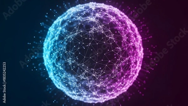 Obraz Abstract cellular structure with glowing blue and pink light