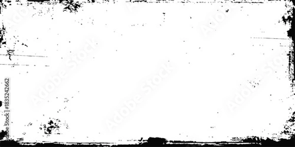 Obraz Abstract black grunge frame border vector design with vintage dirty texture and ink splatter illustration