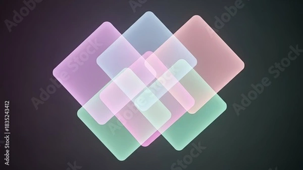 Obraz Abstract Geometric Pattern with Overlapping Translucent Squares in Pastel Colors.