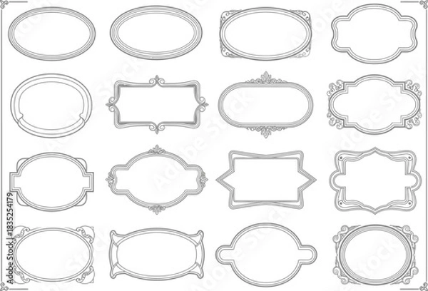 Fototapeta Variety of Decorative Shapes on Transparent Background, Oval, Rectangular, and Edged
