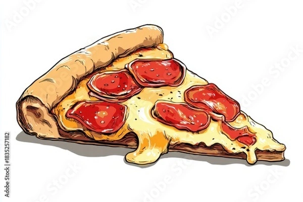 Obraz Vibrant Cartoon Pepperoni Pizza Slice Illustration