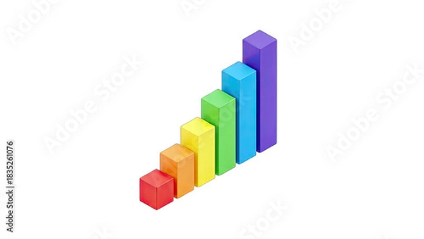 Fototapeta Colorful Bar Graph Rising on White Background