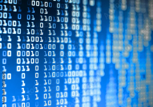 Fototapeta Matrix Effect of AI data analysis. Binary codes background image. 