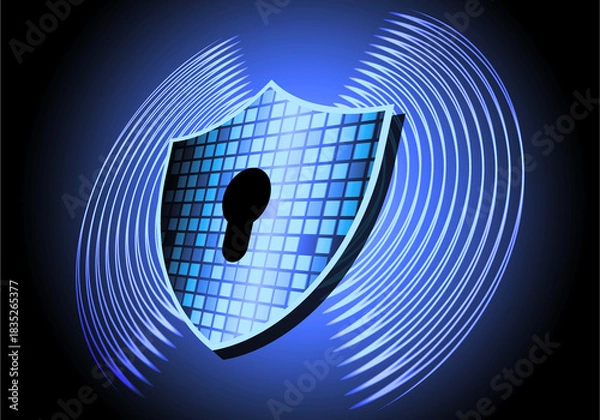 Fototapeta Protecting computer systems, networks, and data from digital attacks. Security lock system. 