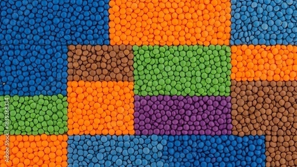 Fototapeta Colorful abstract pattern of small granules in geometric blocks