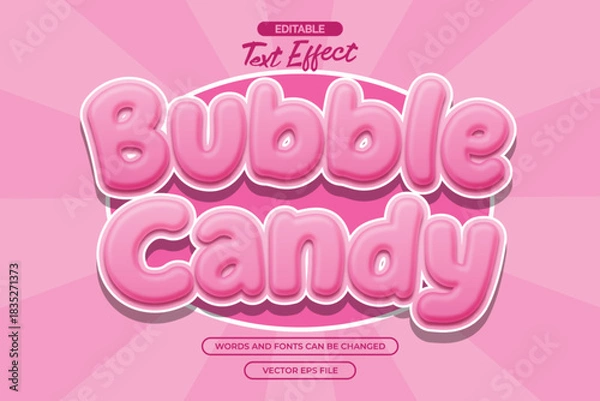Obraz Bubble candy editable text effect with cute pink text style