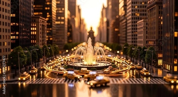 Fototapeta Stunning cityscape view of Columbus Circle in New York City.