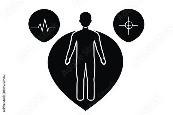 Fototapeta ai health tracking vector icon silhouette illustra