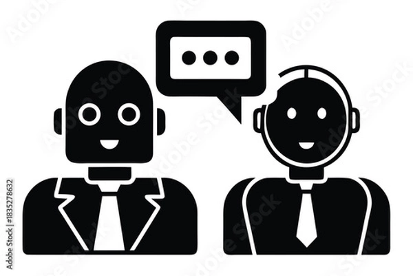 Fototapeta ai chatbot conversation vector icon silhouette ill