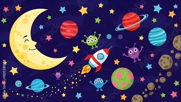 Obraz Colorful Space Background - Kids Vector Image