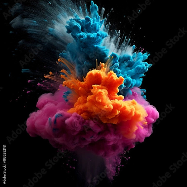 Obraz Colorful powder explosion on black background